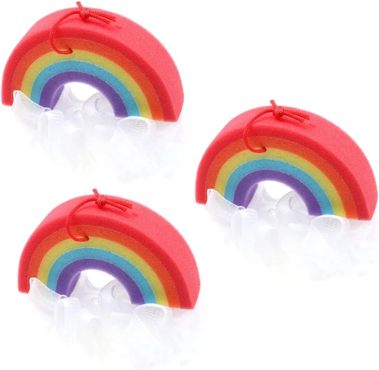 Мочалка для душа Rainbow, FRCOLOR, набор из 3, 24x16x4 см, мультиколор