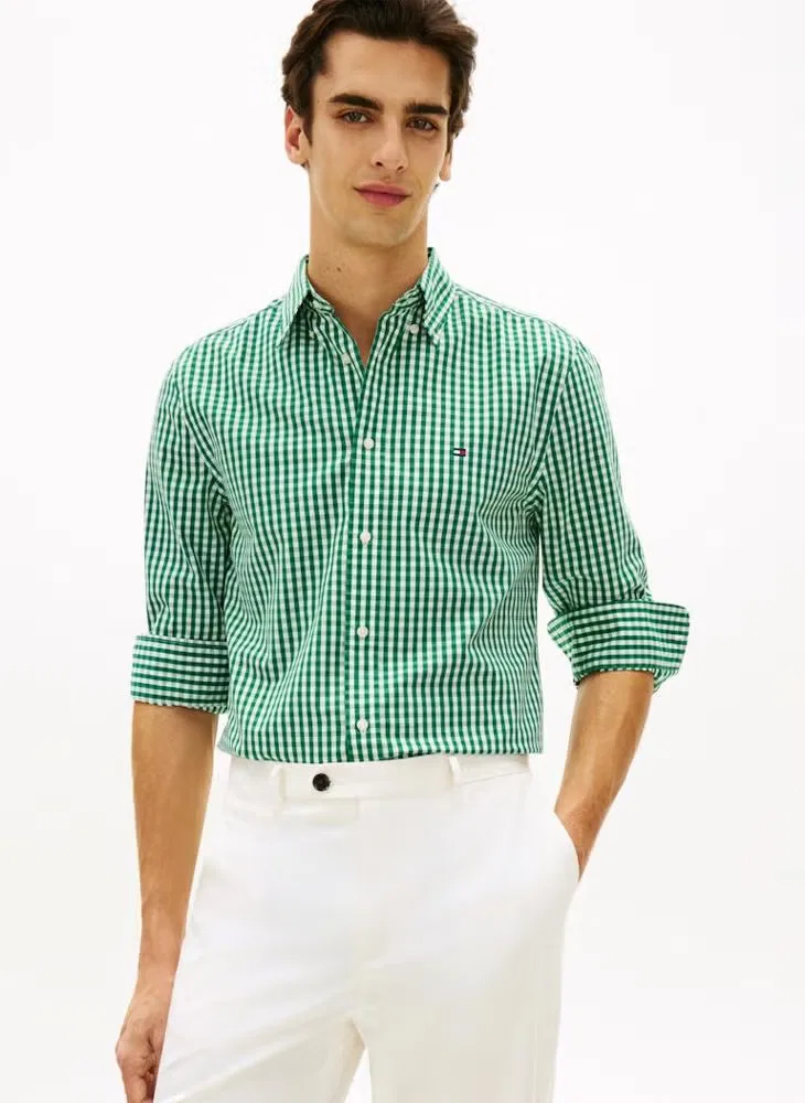 Рубашка с принтом в клетку Th Flex Regular Fit Tommy Hilfiger, зеленый — фото 3