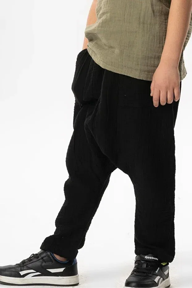 Детские шорты для мальчиков хлопковые Basics Eliş Şile Bezi, Black — фото 3