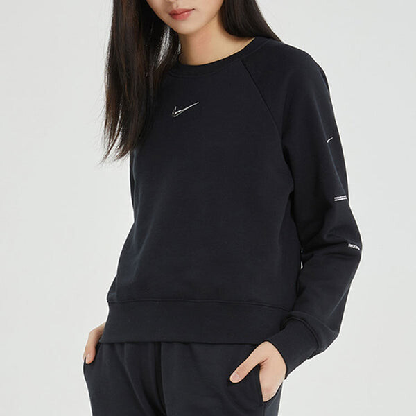 Свитера спортивная одежда swoosh французский терри экипаж толстовка Nike, черный — фото 4