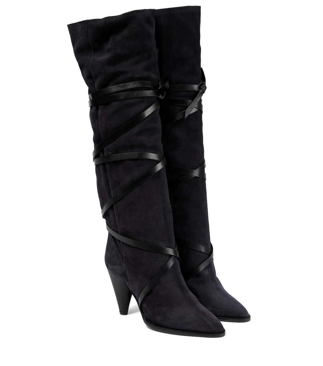 Сапоги Lophie из замши с кожаной отделкой Isabel Marant, Faded Black