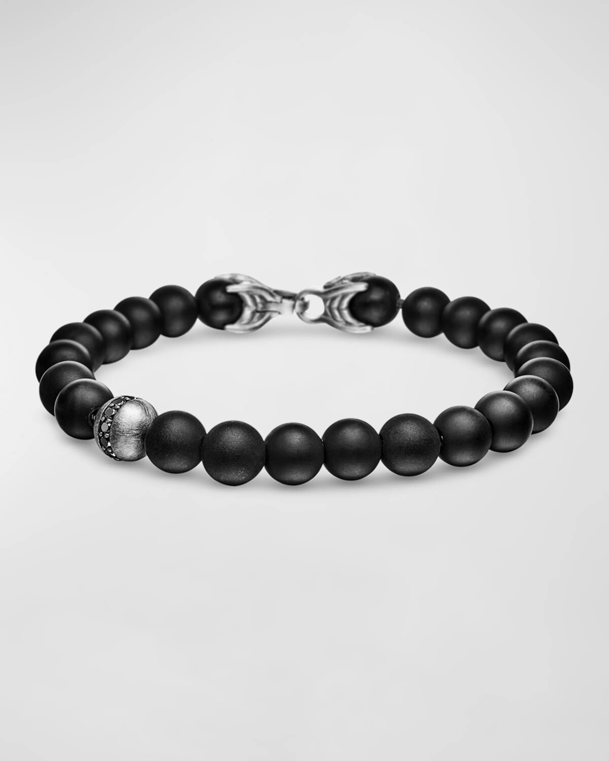 

Мужской браслет Spiritual из бусин с бриллиантами и серебром, 8 мм David Yurman, цвет Black