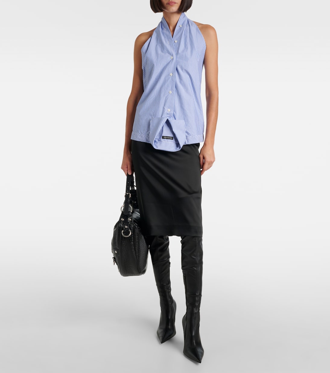 Сапоги выше колена из кожи Avenue Balenciaga, черный — фото 3