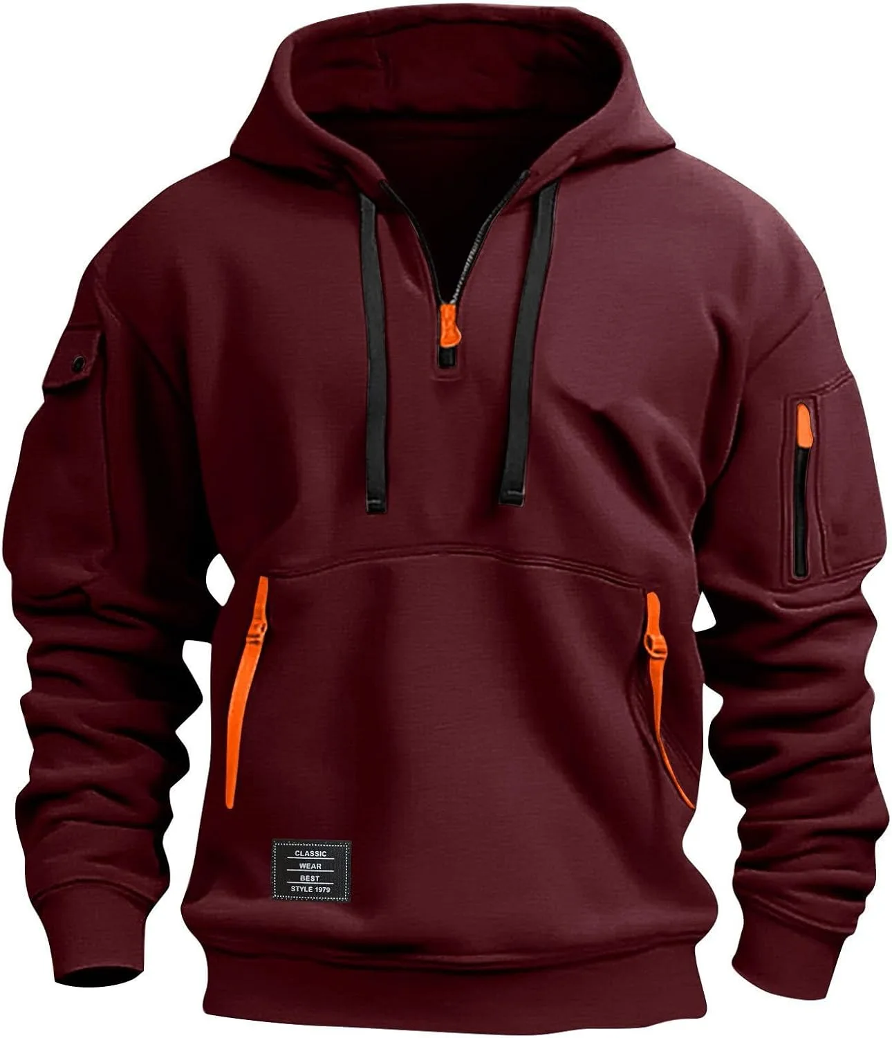 

Мужской худи с молнией на четверть, свободный крой, с карманами на груди и рукавах WEIGAIRUPA