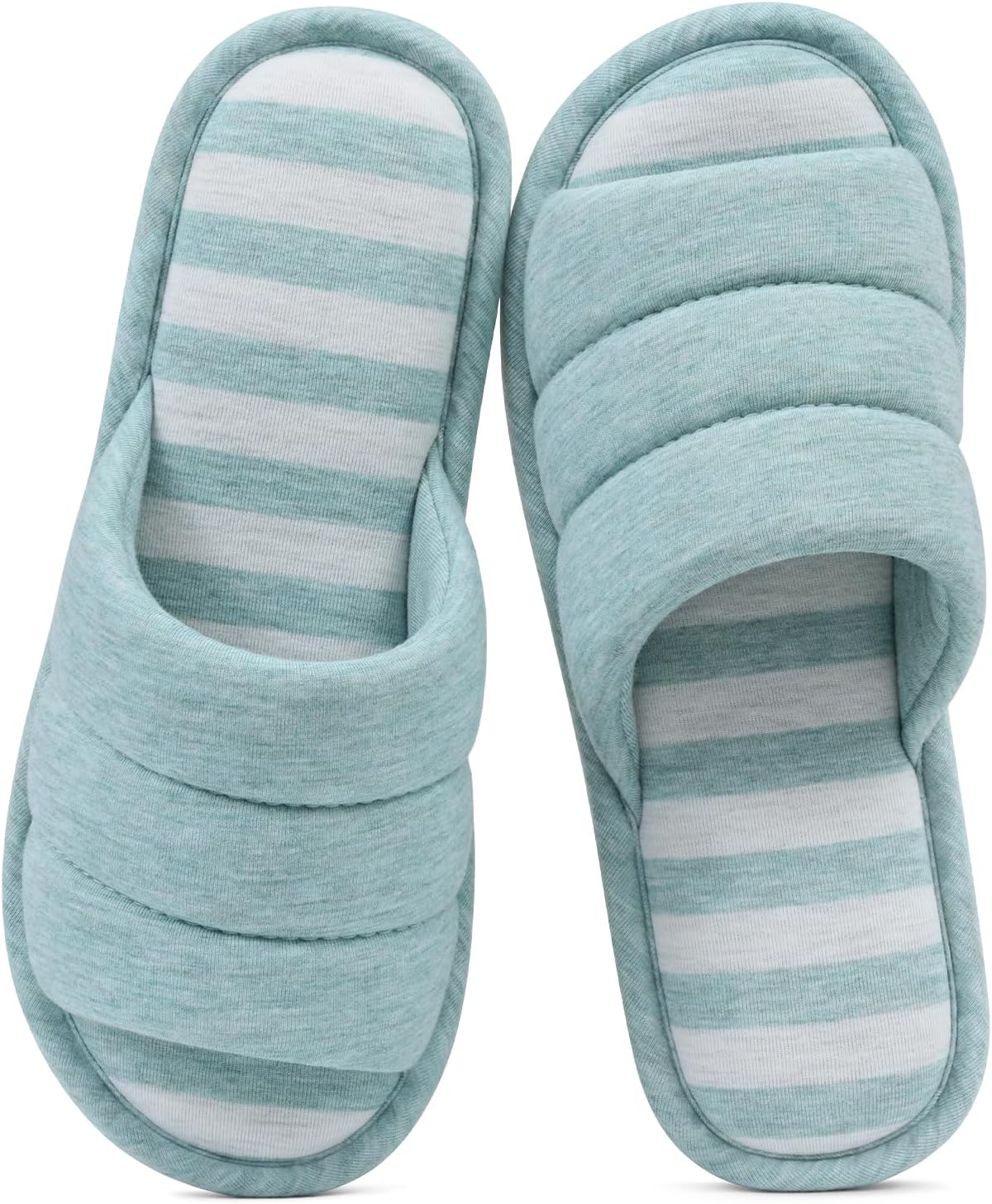 

Домашние тапочки shevalues с открытым носком для женщин и мужчин, мягкие хлопковые, с эффектом памяти, без шнурков, для спальни, бирюзовый