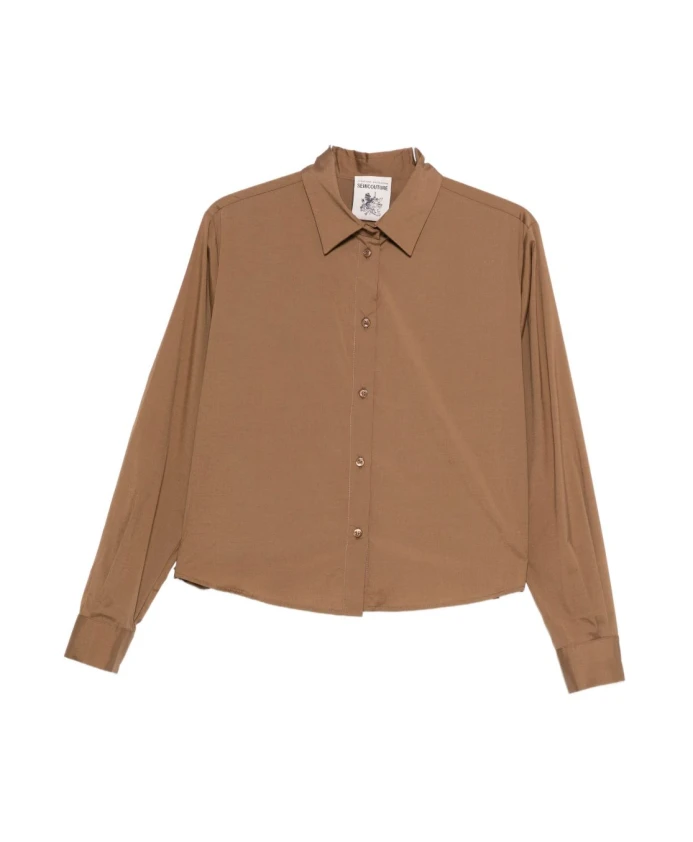 

Бежевая хлопковая рубашка, стильный и удобный крой. Semicouture, коричневый