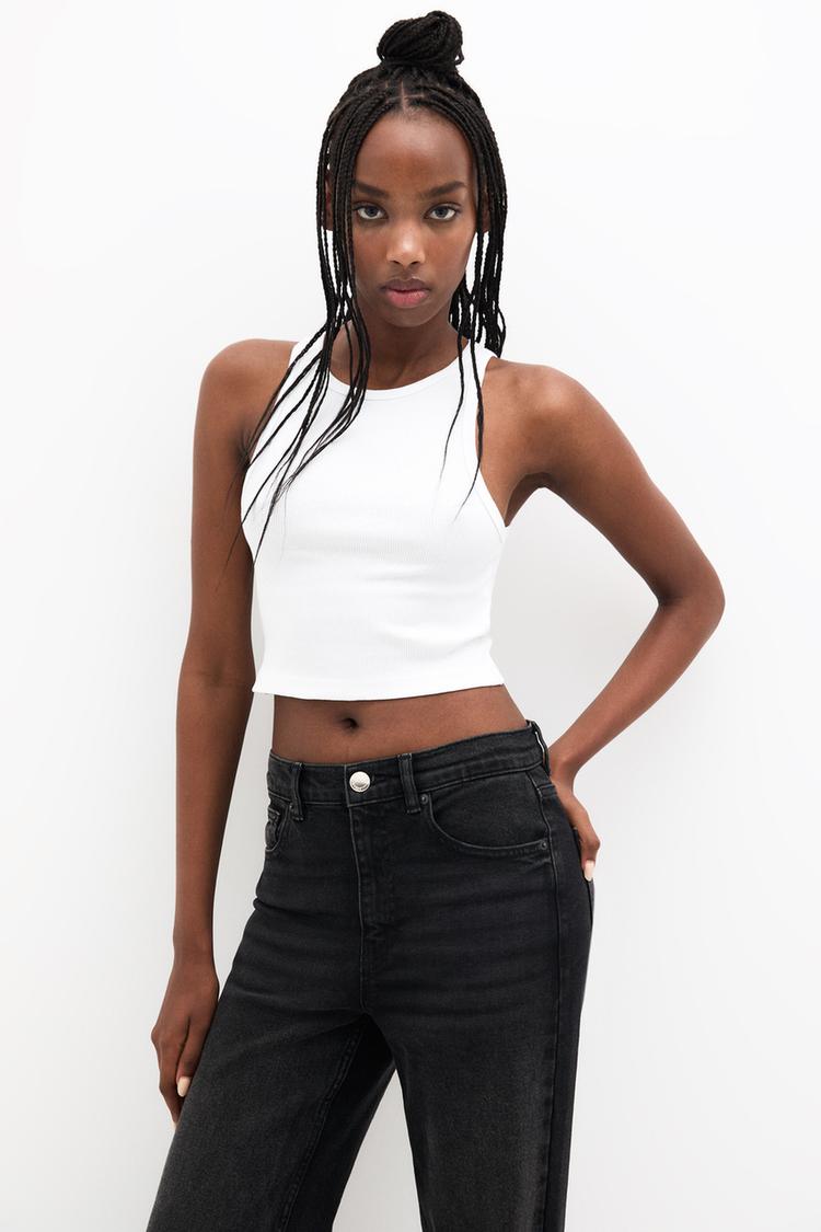 

Базовая укороченная майка Pull And Bear, белый