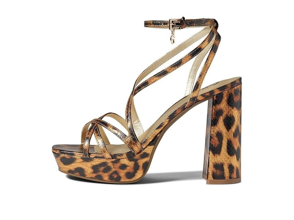 GBG Los Angeles Quinen Sandal Women's  Gold Leopard Block Heel JOBB1340 — фото 2