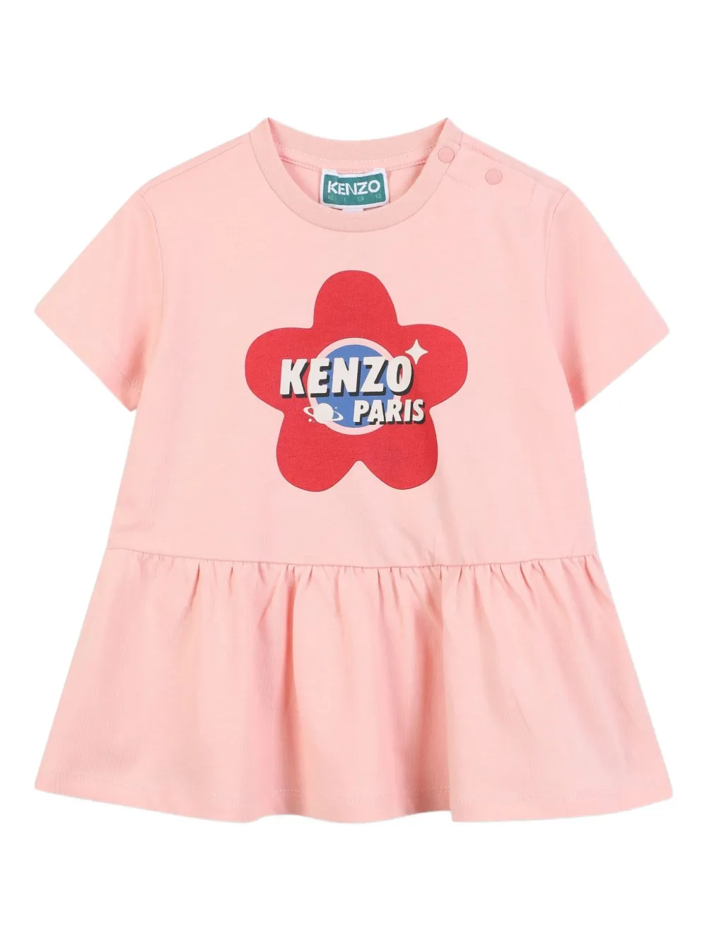 

Платье с цветочным принтом Kenzo Kids, розовый