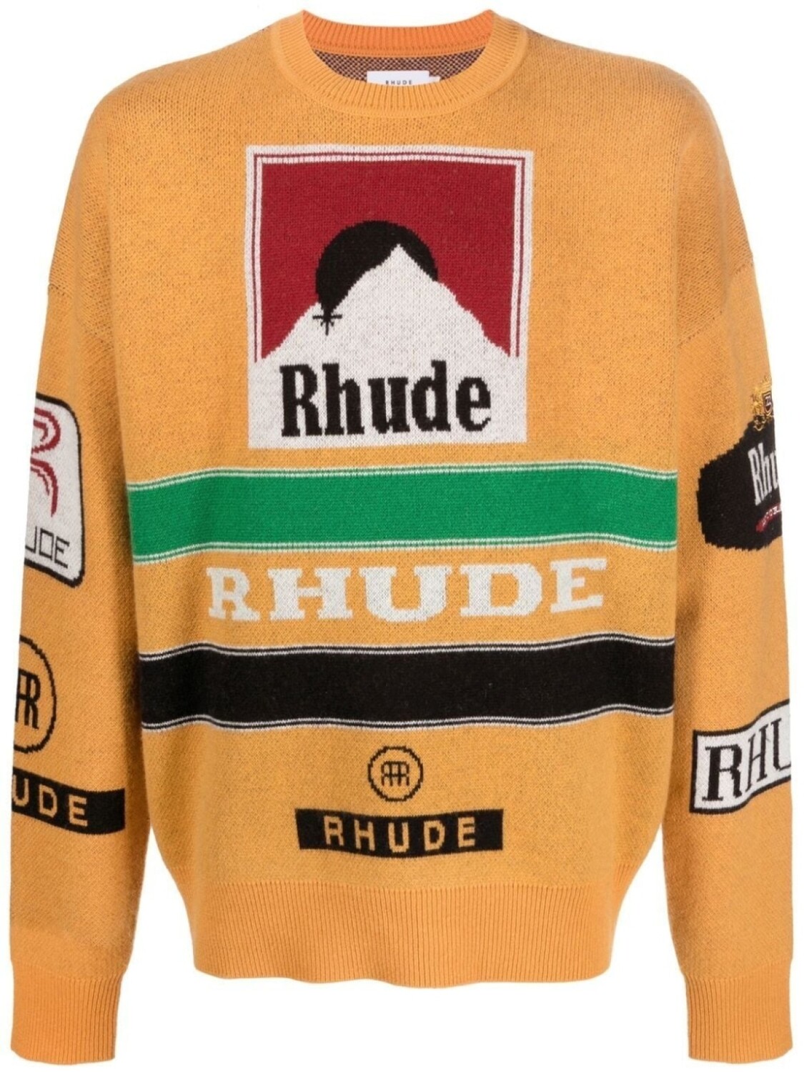 

RHUDE джемпер вязки интарсия с круглым вырезом, оранжевый