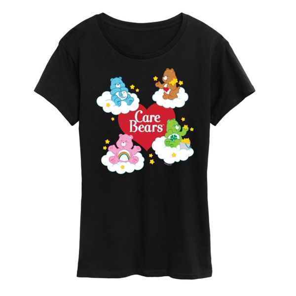 

Женская футболка Care Bears с принтом в виде сердца и логотипом медвежонка Licensed Character, черный
