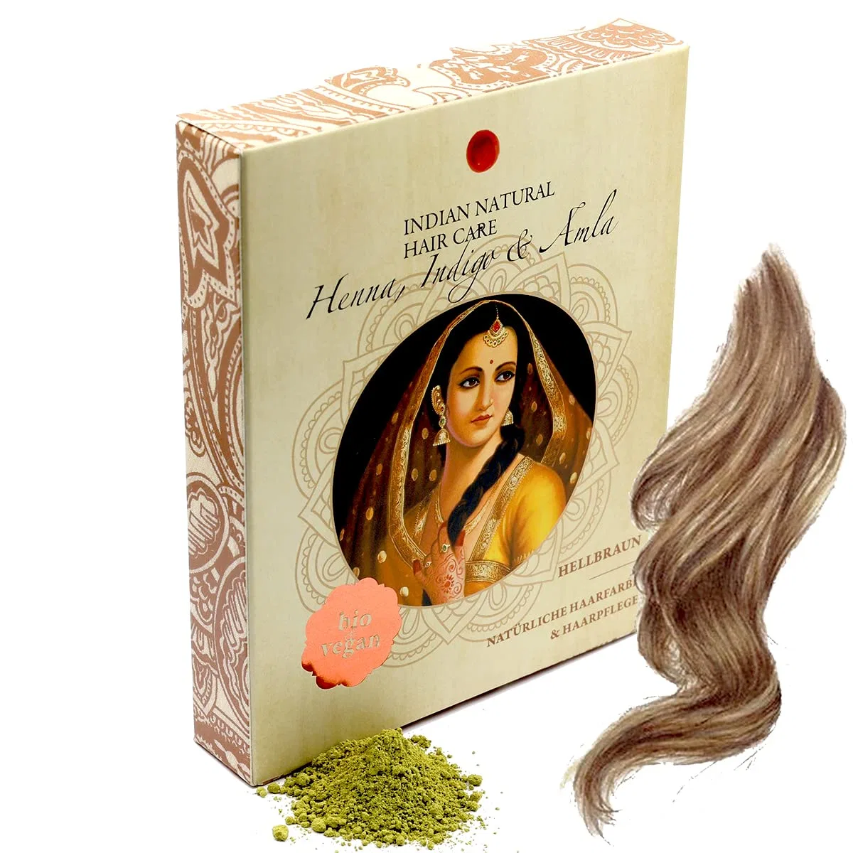 Натуральная краска для волос хна, индиго и амла «Light Brown» от Henna, Indigo & Amla, 200 г Indian Natural Hair Care