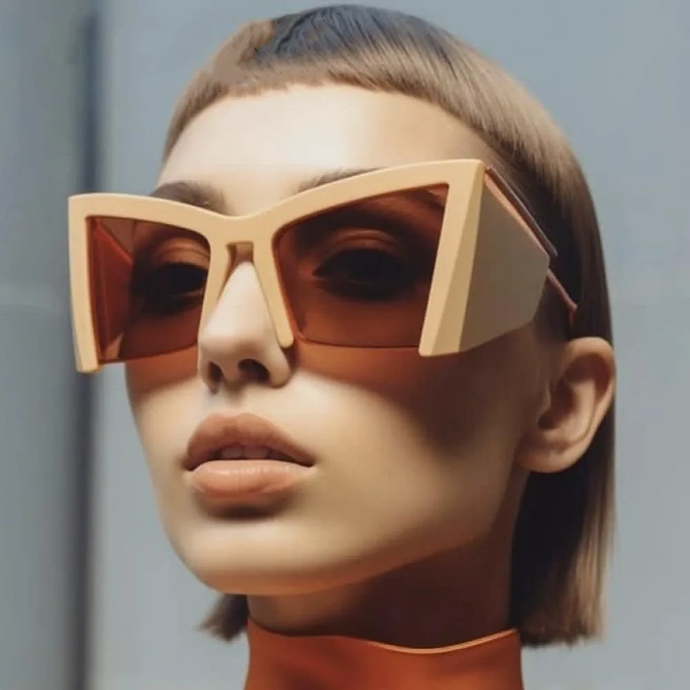 

Крупные солнцезащитные очки «кошачий глаз» для женщин, модные панк-стиль, полуободковые солнцезащитные очки для мужчин, уличный стиль, солнцезащитные очки MTZJH, 5