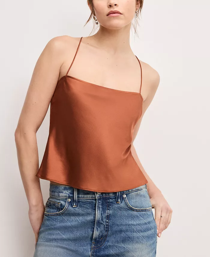 

Женский атласный топ-комбинезон Good American, коричневый