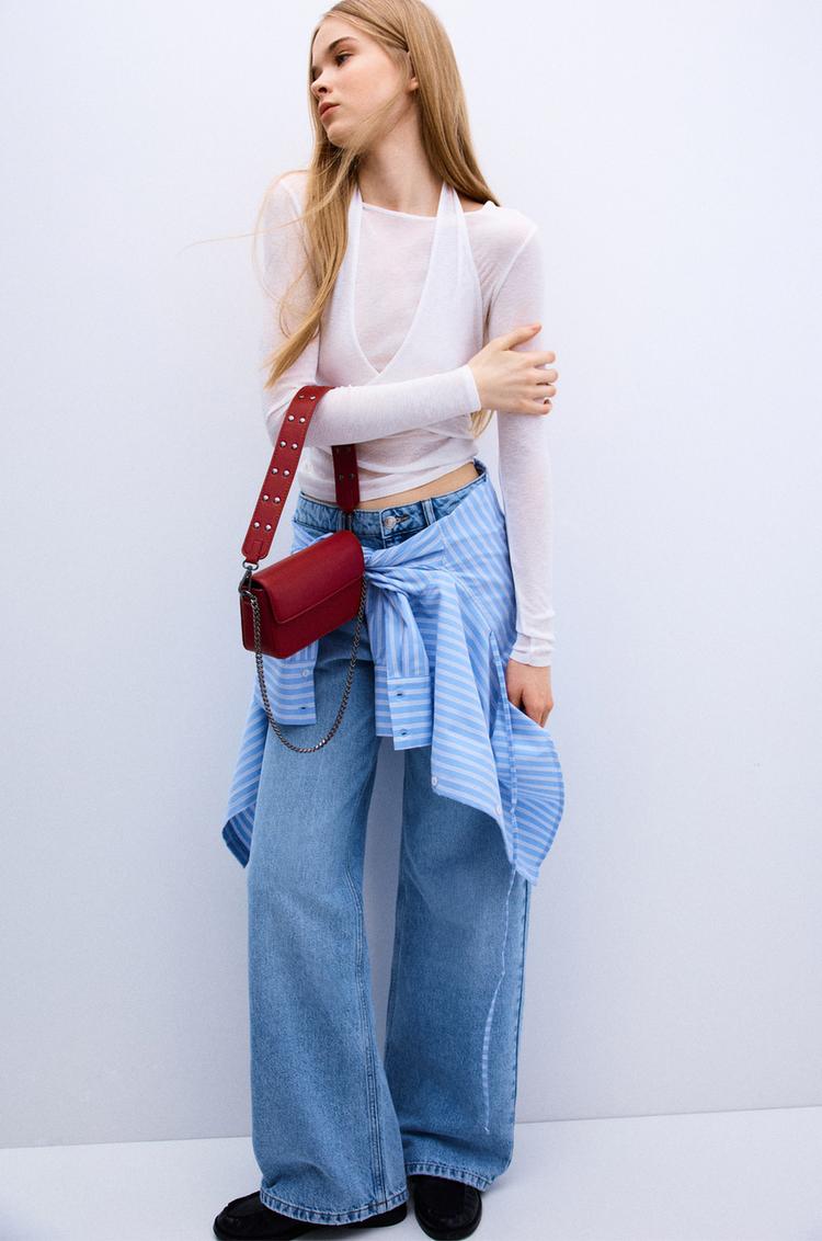 

Сумка на цепочке с заклепками Pull And Bear, красный