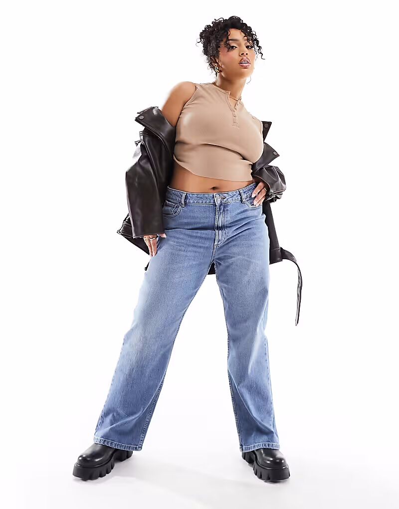 

Джинсы прямого кроя Curve Comfort синего цвета Asos Curve