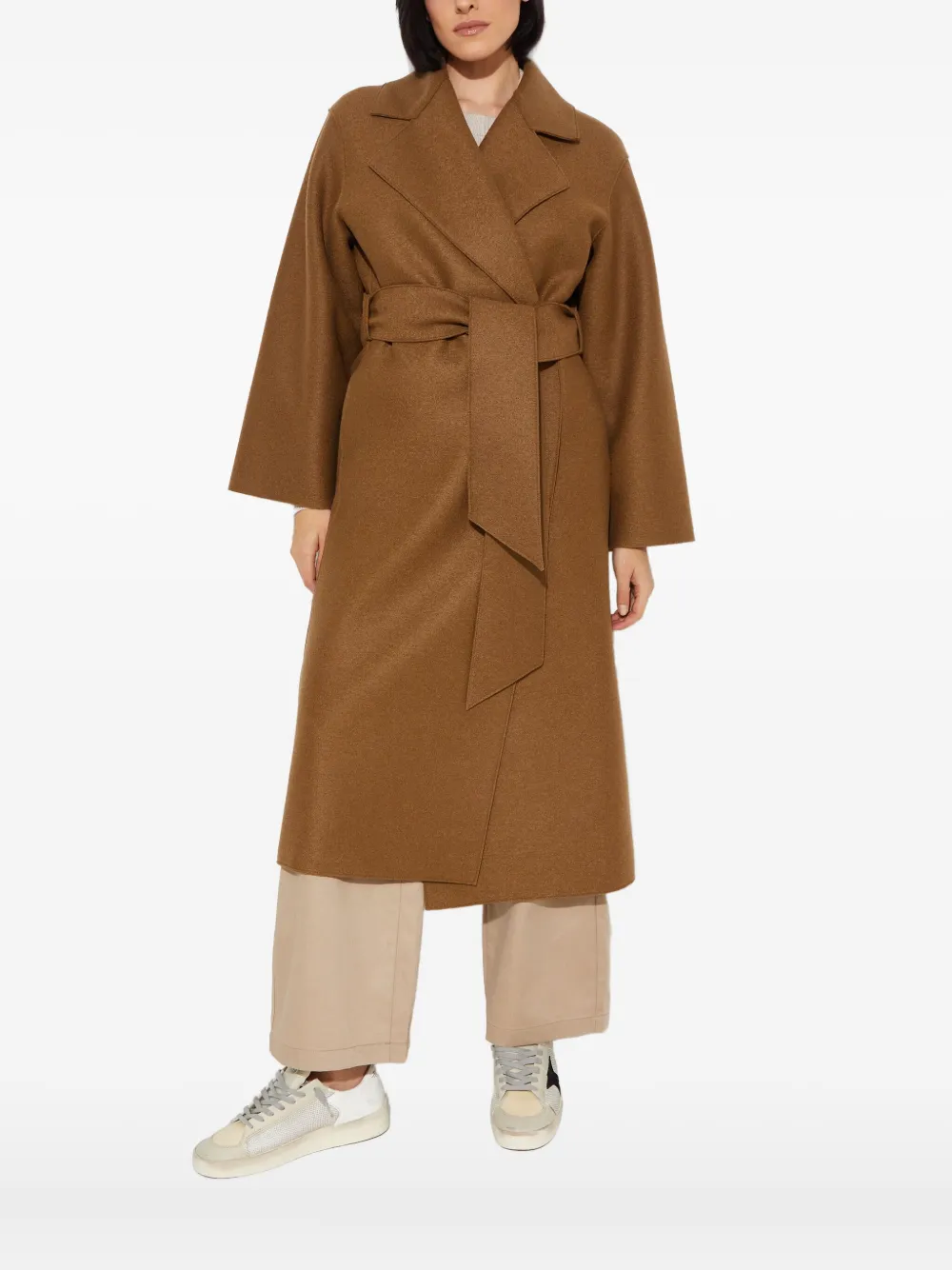 

Пальто из шерсти с поясом на талии Harris Wharf London, коричневый