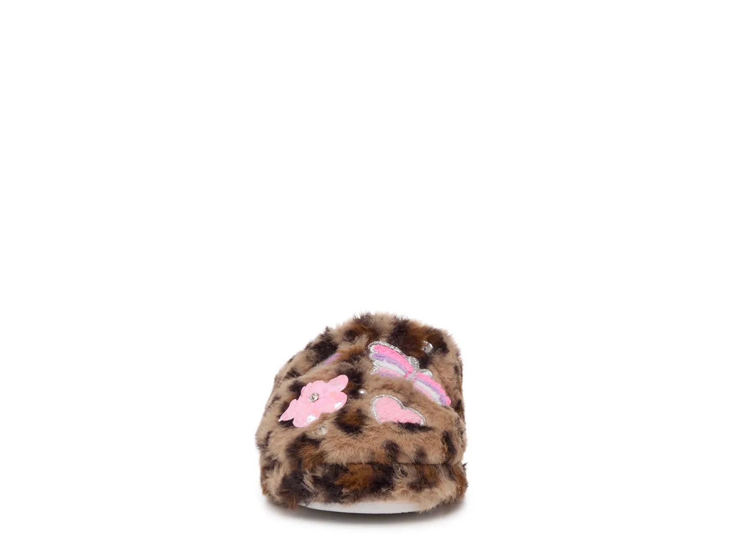 Тапочки OMG Accessories Butterfly Applique Leopard Slipper - Kids', коричневый/бежевый леопардовый принт — фото 2