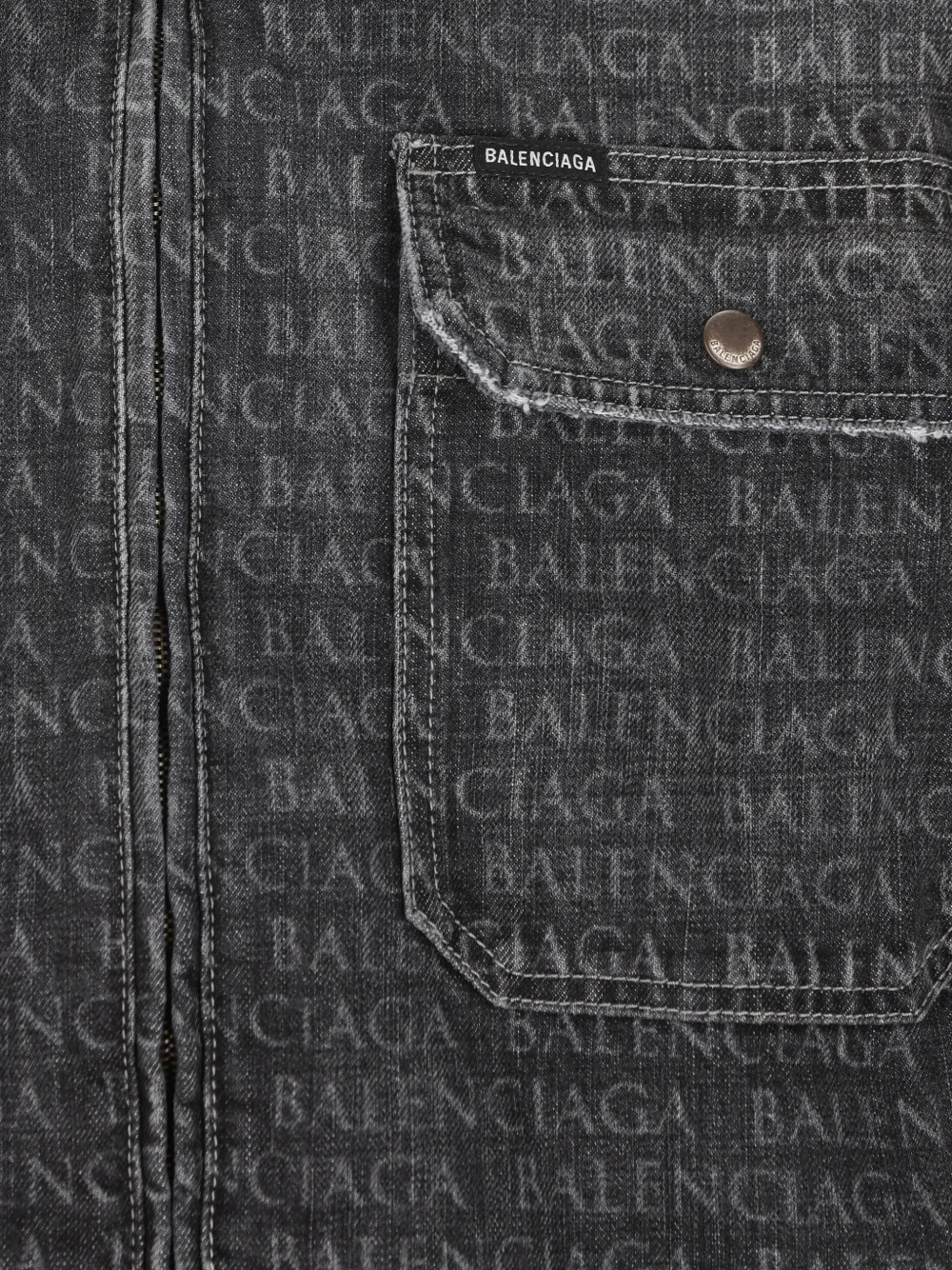 Джинсовая куртка на молнии Balenciaga, серый — фото 3