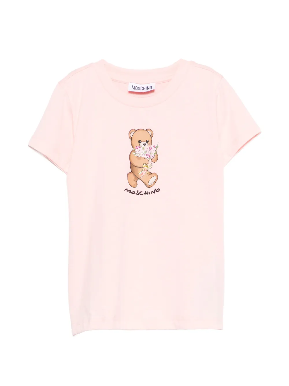 

Футболка с мотивом мишки Moschino Kids, розовый