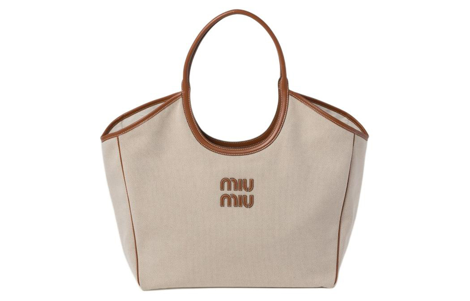 

MIU MIU Женская холщовая сумка бежевая и коньячная
