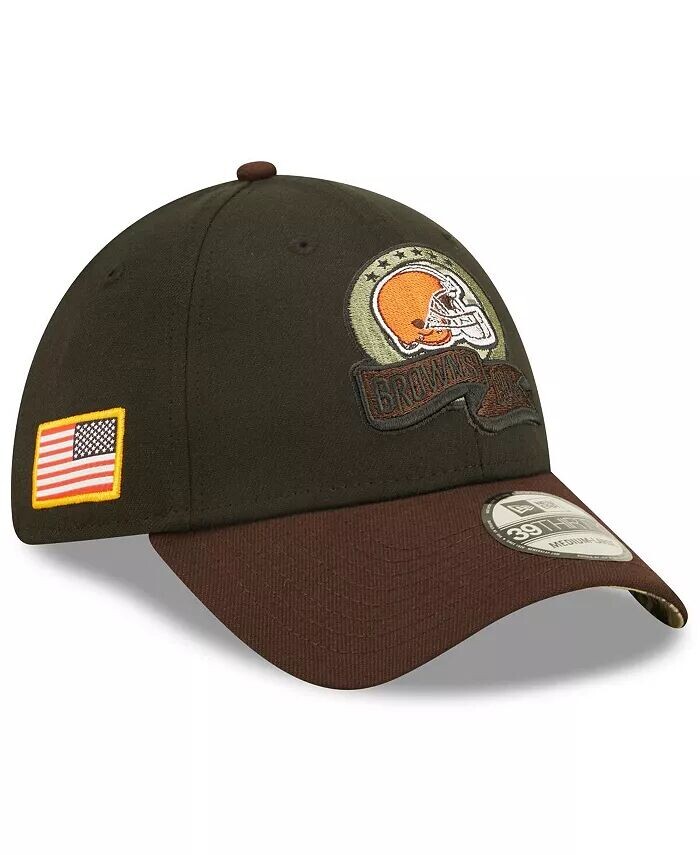 

Мужская черно-коричневая кепка Cleveland Browns 2022 Salute To Service 39THIRTY Flex Hat New Era, мультиколор