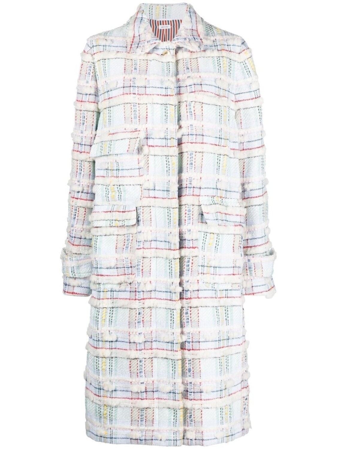 

Thom Browne single-breasted tweed coat, белый