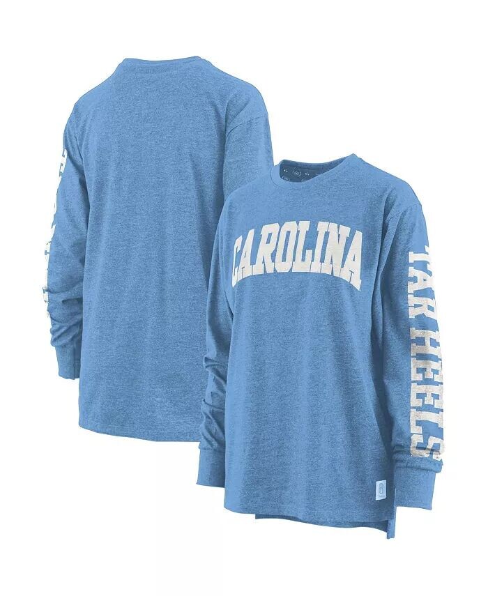 

Женская синяя футболка North Carolina Tar Heels размера плюс Two-Hit Canyon с длинным рукавом Pressbox