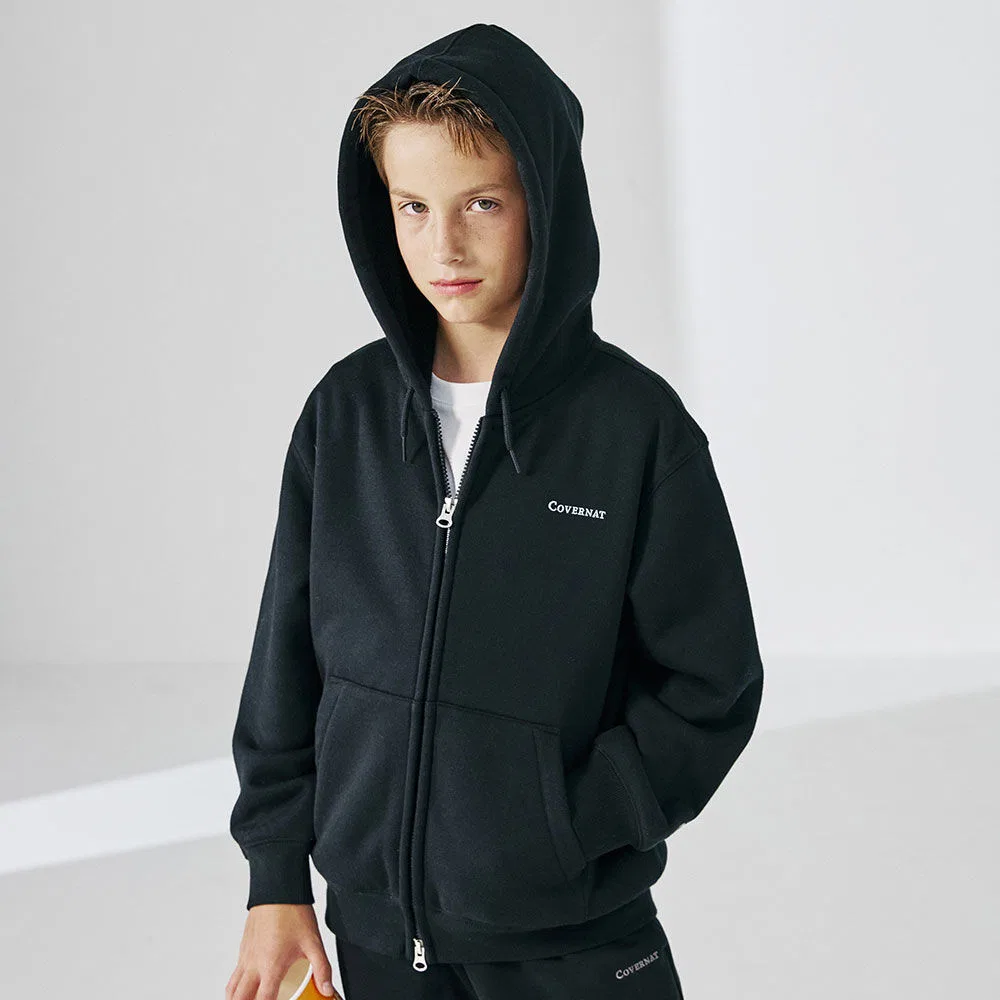 Детская худи на молнии Authentic Heat Warm чёрного цвета от Covernat Kids