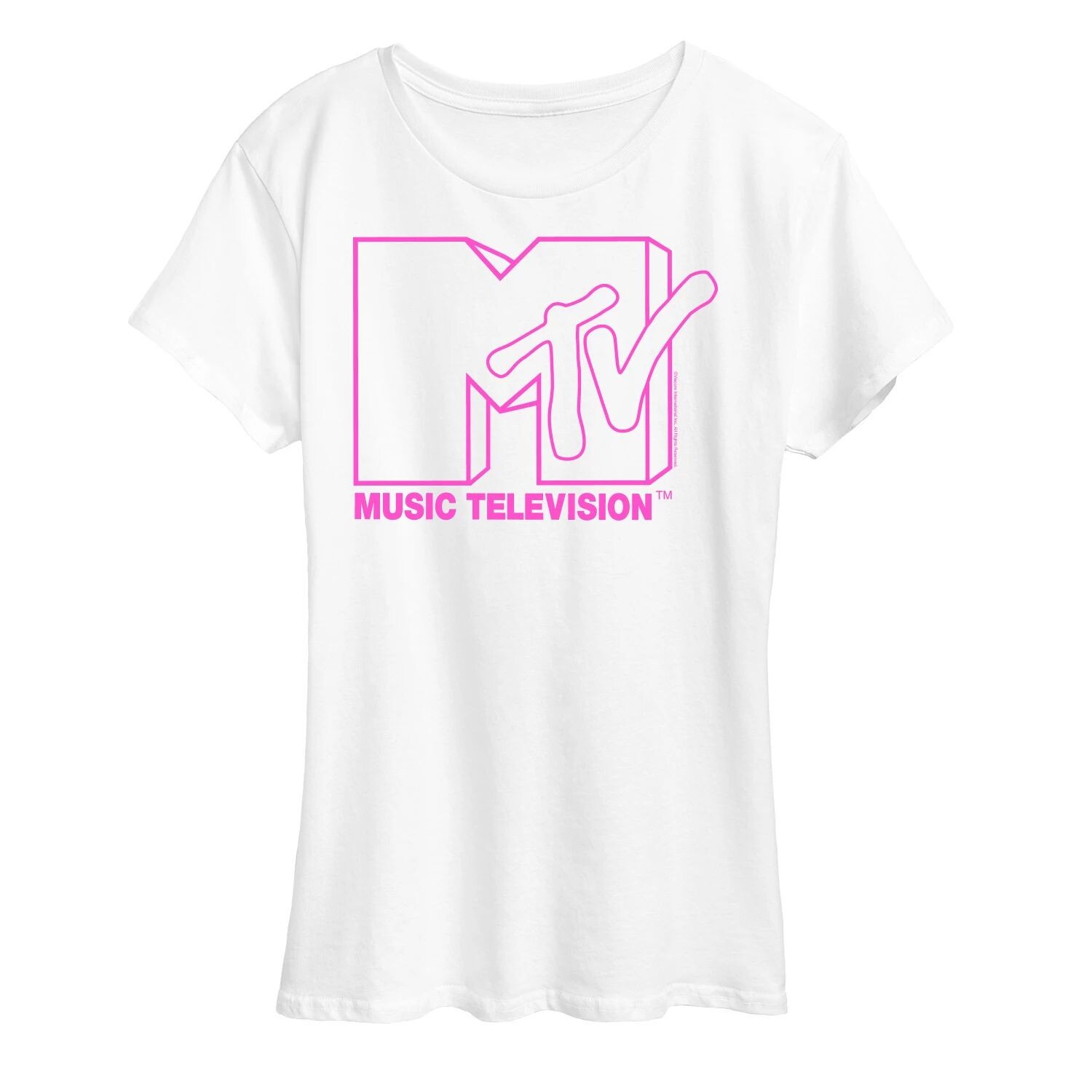 

Женская розовая футболка с графическим логотипом MTV Licensed Character, белый, Розовый, Женская розовая футболка с графическим логотипом MTV Licensed Character, белый