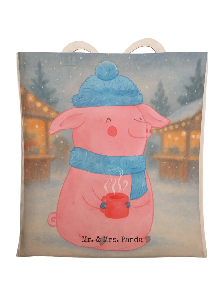 

Mr. & Mrs. Panda Сумка с изображением свиньи и глинтвейна, без слогана, белого цвета
