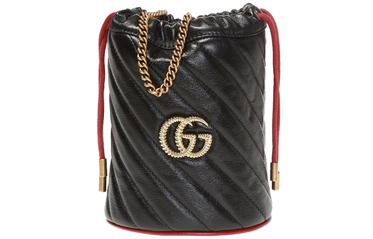 

GUCCI Сумка кросс-боди GG Marmont стеганая кожаная ведро через плечо женская черная