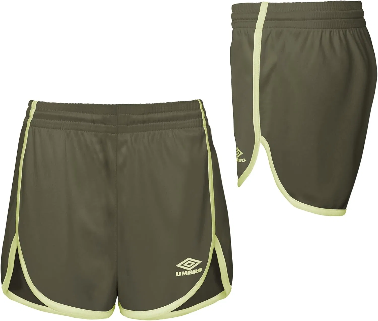 Классические спортивные шорты для девочек Umbro, Burnt Olive/Sunny Lime — фото 4