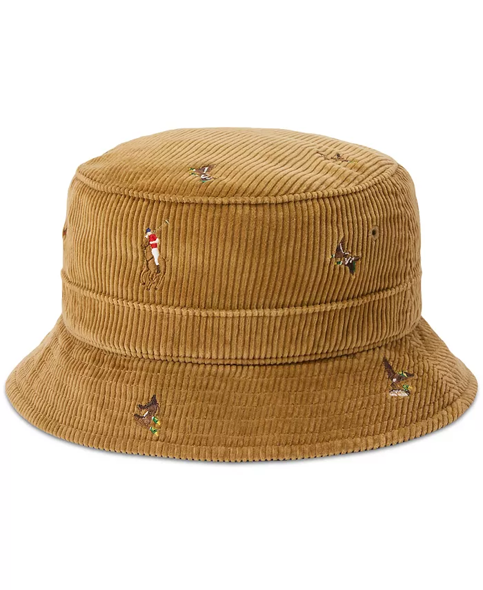 

Мужская вельветовая панама с вышитым рисунком утки Polo Ralph Lauren, коричневый