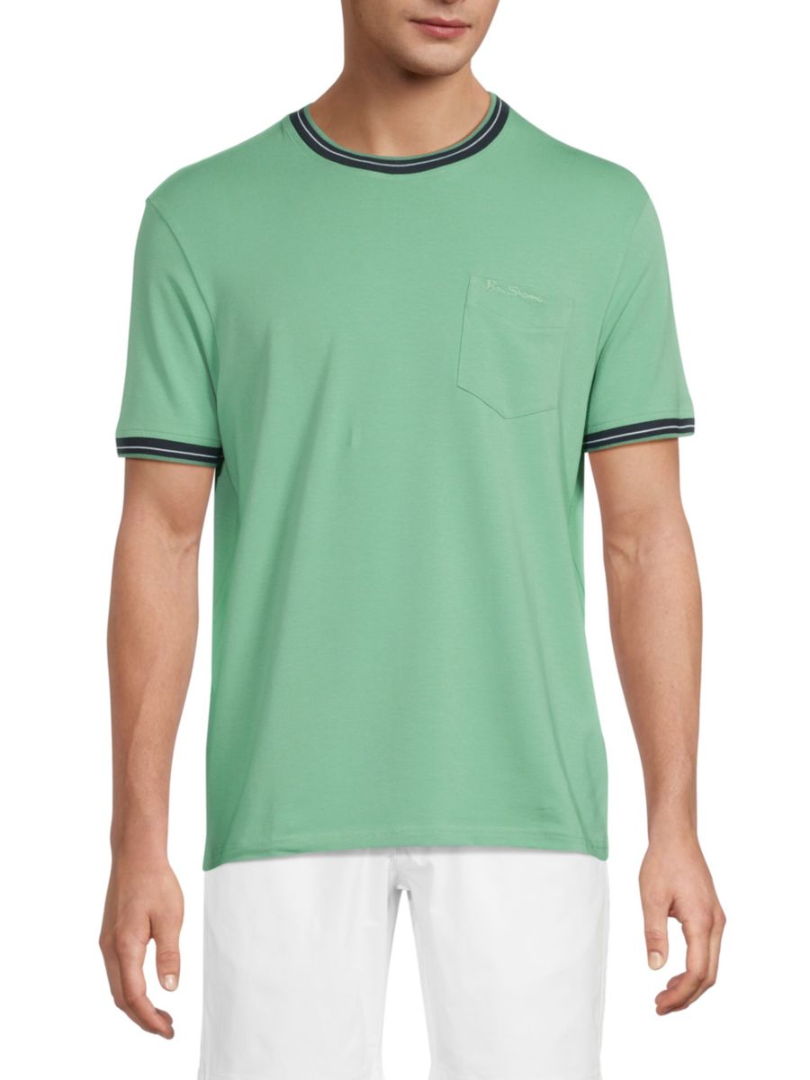 

Футболка Ringer из хлопковой смеси с фирменной надписью Ben Sherman, цвет Bay Leaf