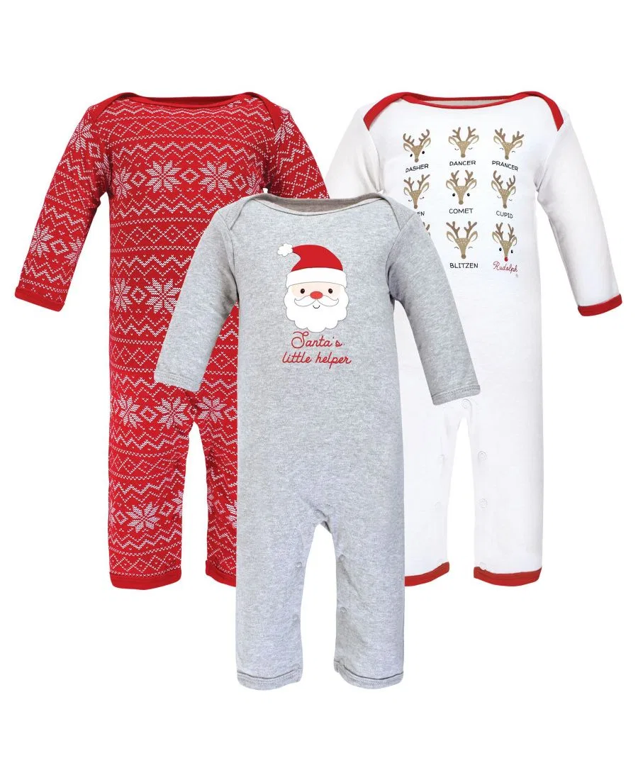 Комплект боди-комбинезонов с длинным рукавом, 3 предмета Hudson Baby, Santa Reindeer