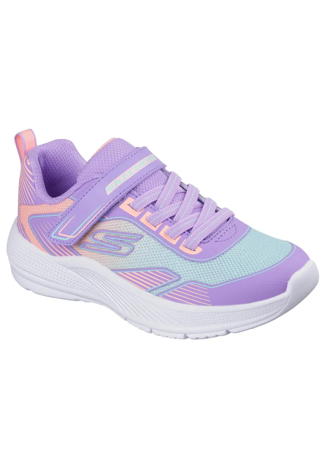 Детские кроссовки с липучками Microspec Advance-Oasis Point Skechers, Цвет Royal Purple Pastel Blue White