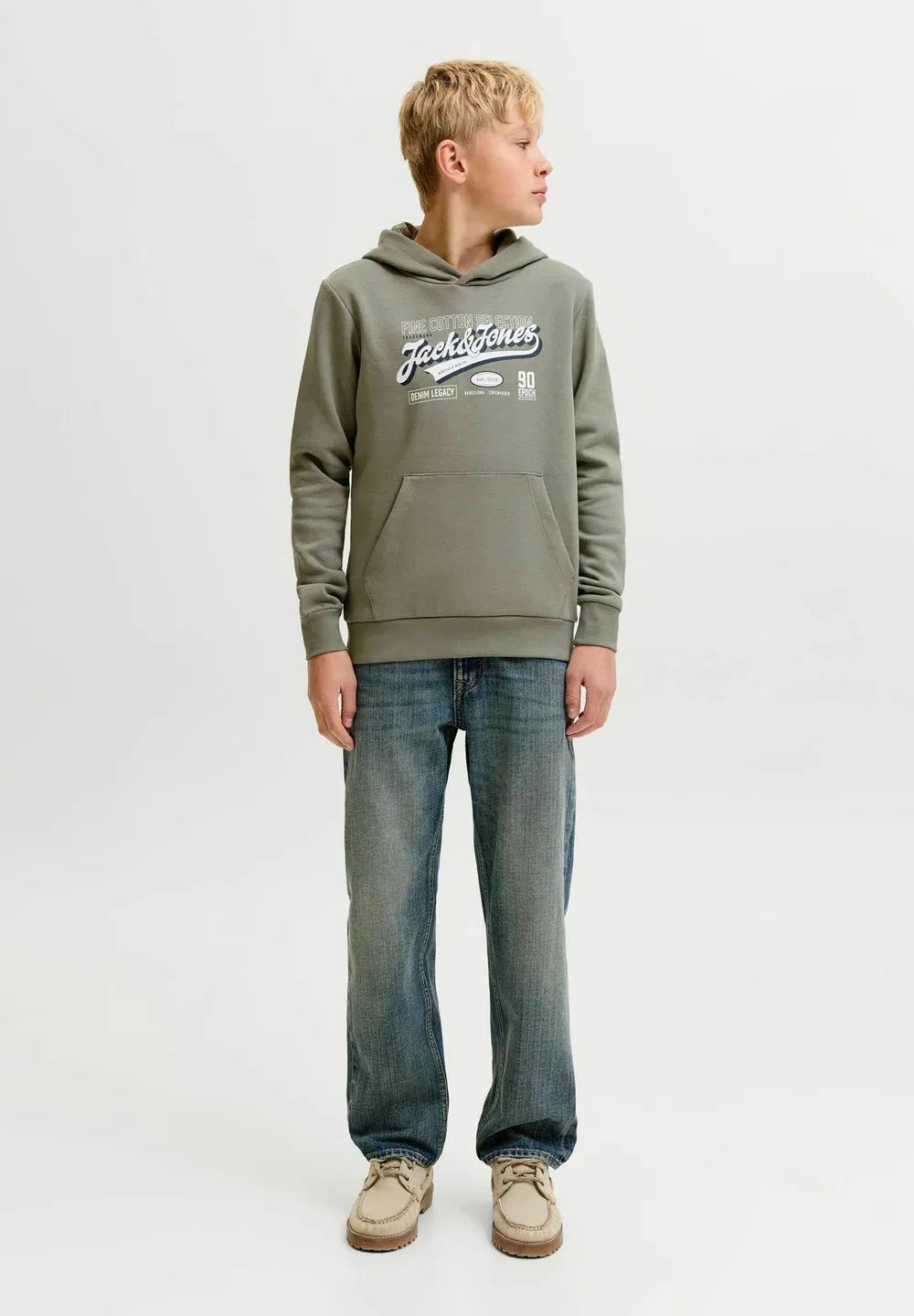 Толстовка Jjelogo sweat hood 2 col aw26 sn jnr - hoodie Jack & Jones Junior, Vetiver