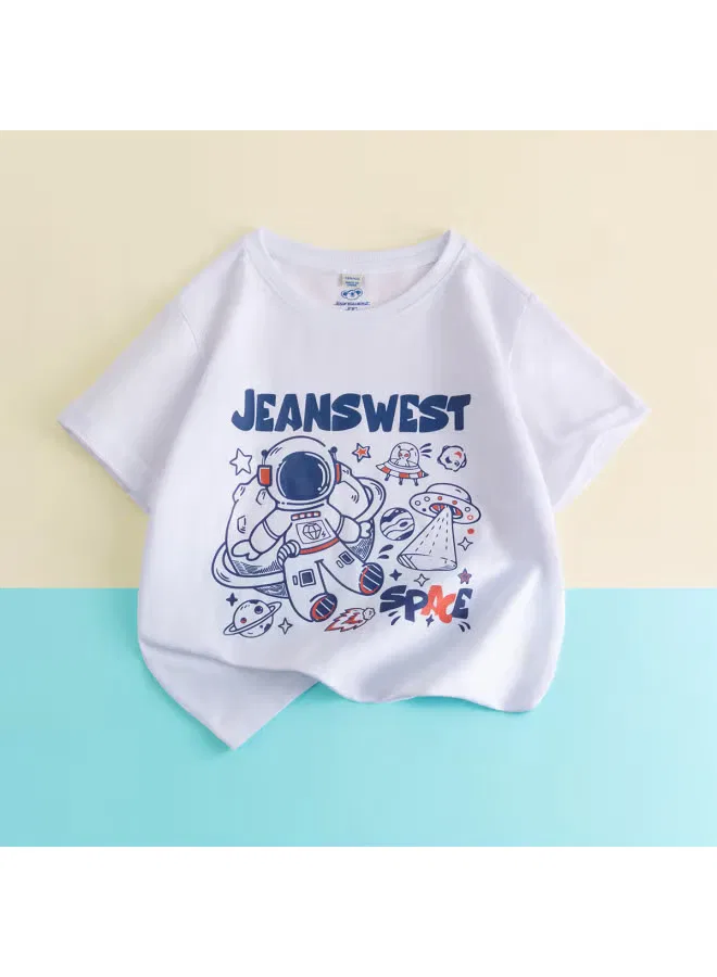 Футболка с коротким рукавом и графическим принтом для мальчиков Jeanswest, белый — фото 2
