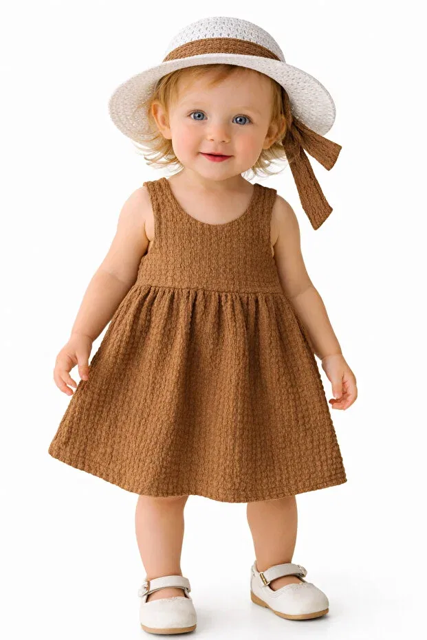 Детское платье для девочек хлопковое с принтом Chicsy Baby, Brown