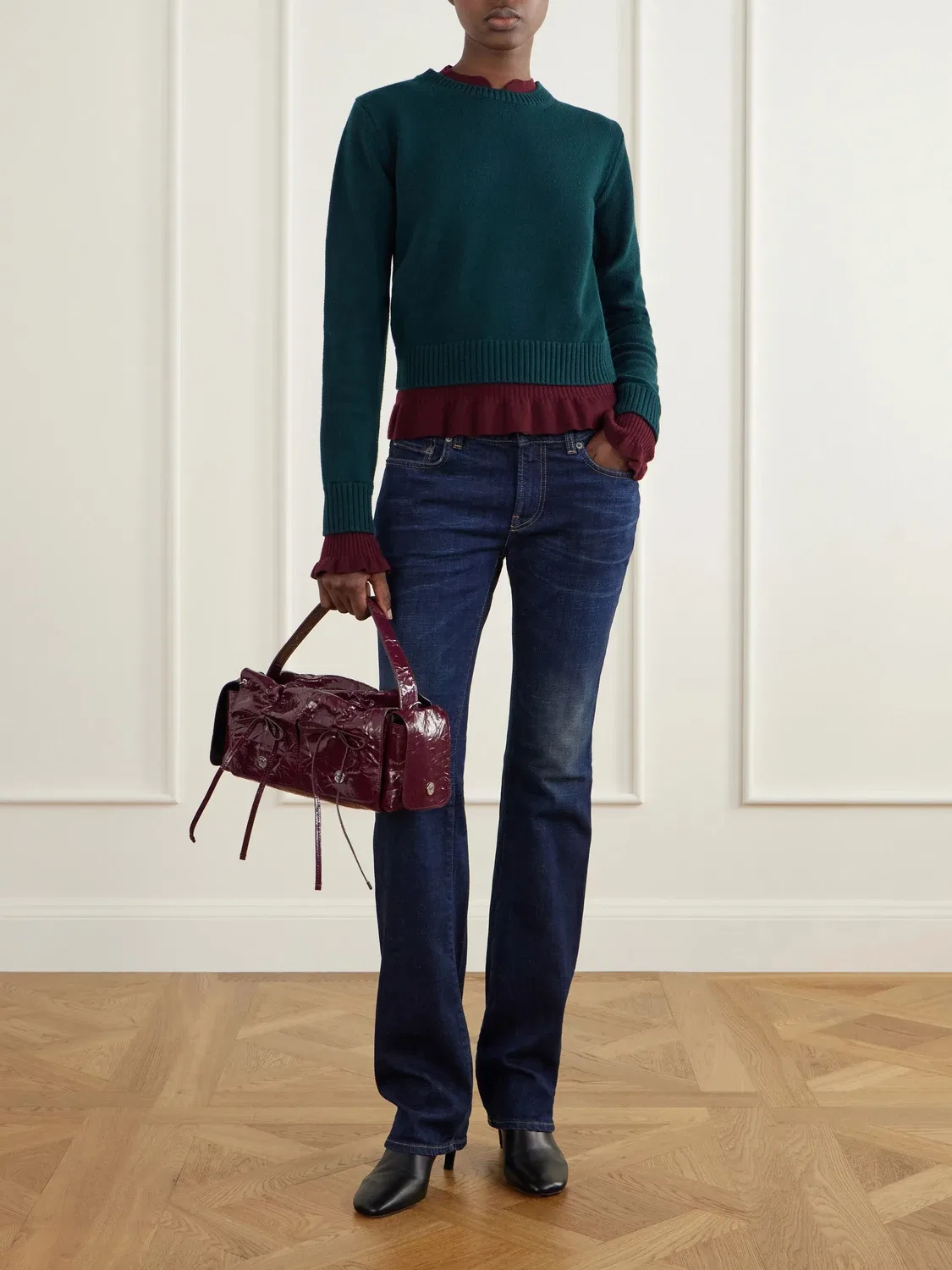 Выбеленные облегающие джинсы с высокой посадкой Acne Studios, синий — фото 2
