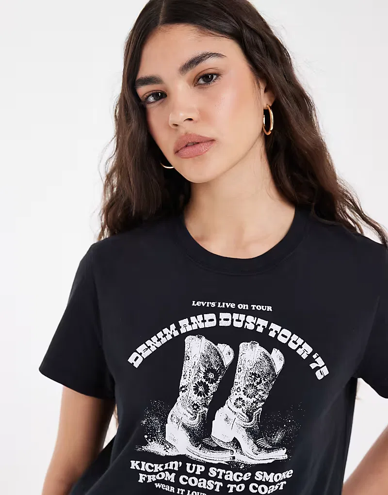 Любимая футболка Levi's с принтом в виде ботинок, черный — фото 2