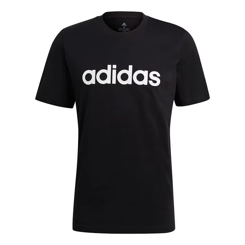 Футболка с принтом и логотипом, с коротким рукавом, Adidas, черный
