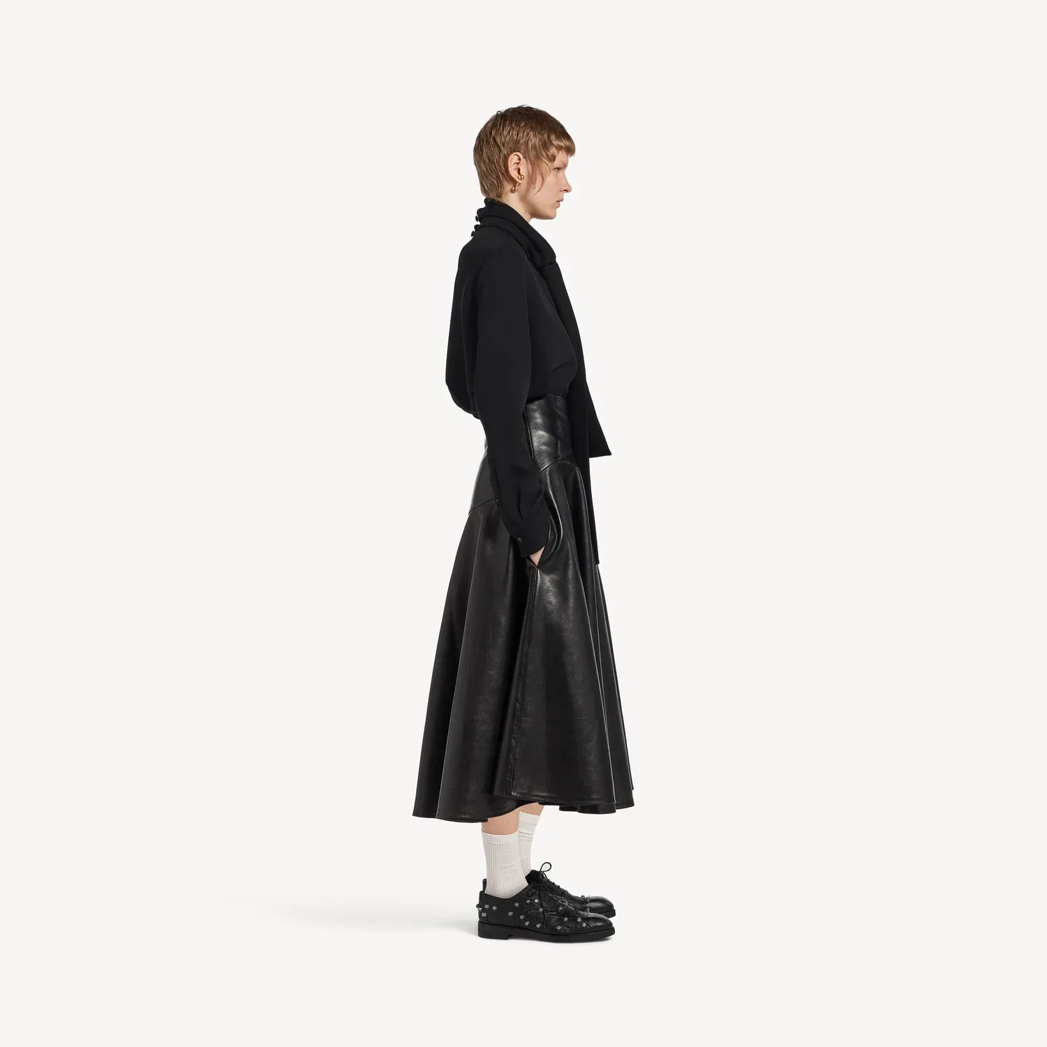 Женская рубашка из шелкового крепа Balenciaga, черный — фото 3