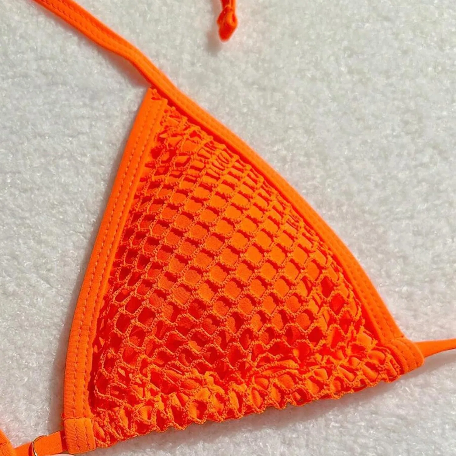 Женский бикини-сет с юбкой Triangle Fishnet, Orange — фото 4