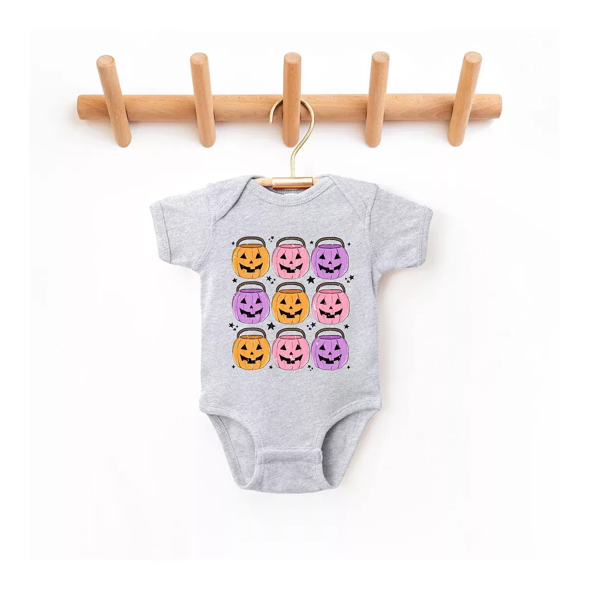 Детское боди с коротким рукавом Halloween Candy Bucket Chart The Juniper Shop, Heather Grey