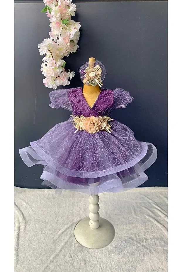 Детское платье для девочек с длинным рукавом Generic Brands, Purple — фото 3