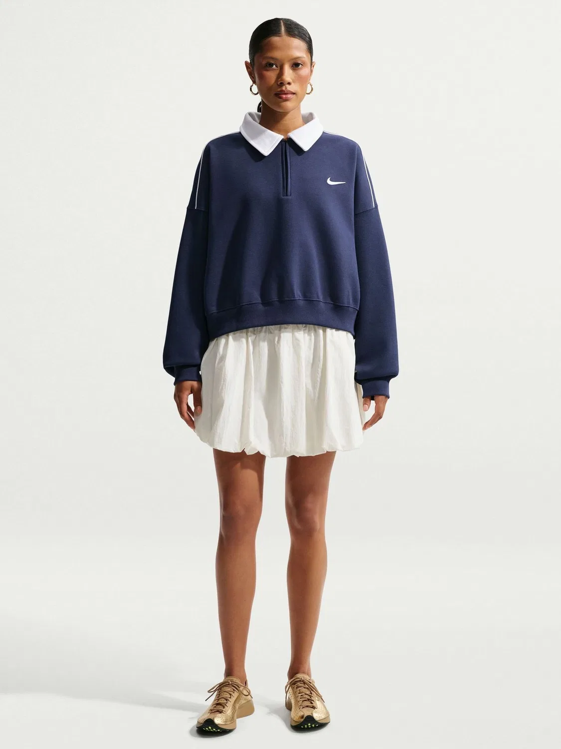 Поло Nike с длинным рукавом, полузастежка, Midnight Navy