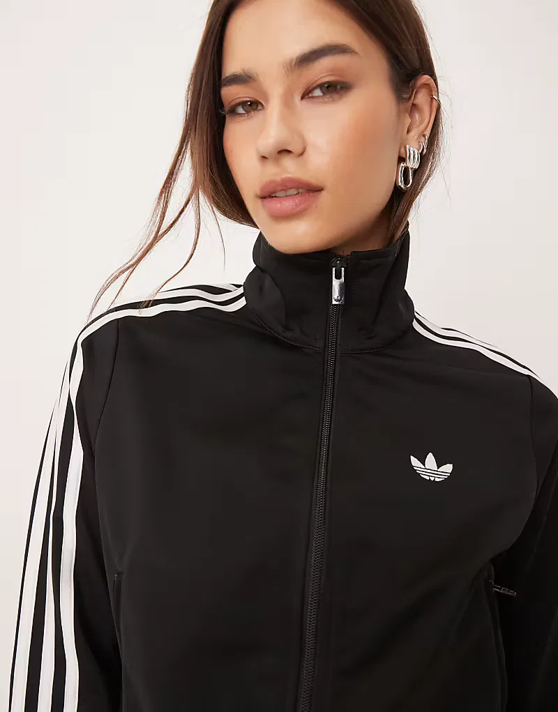 Классическая спортивная куртка Adidas Originals Firebird в черно-белом цвете — фото 3