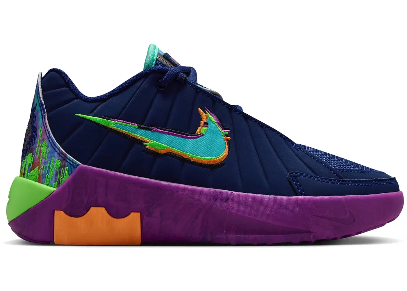 Детские кроссовки для мальчиков баскетбольные Nike LeBron Witness 9, Blue Void Vivid Purple Green Strike Bleached Turquoise